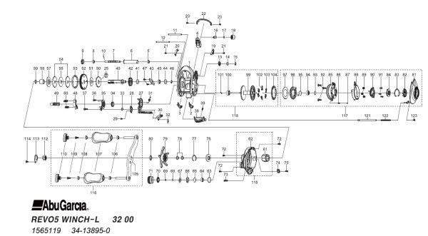 画像1: 【アブ純正お取り寄せパーツ：納期1ヶ月】23 REVO5 WINCH WINCH-L　製品コード：1565119 (1)