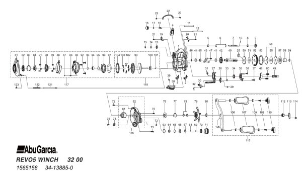 画像1: 【アブ純正お取り寄せパーツ：納期1ヶ月】23 REVO5 WINCH WINCH　製品コード：1565158 (1)