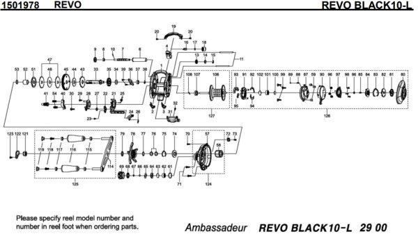 画像1: 【アブ純正お取り寄せパーツ：納期1ヶ月】19Revo ブラック 10-L　製品コード：1501978 (1)