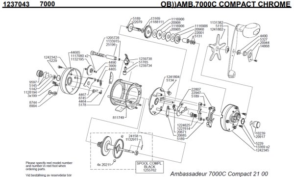 画像1: 【アブ純正お取り寄せパーツ：納期1ヶ月】Ambassadeur 7000 COMPACT CHROME　製品コード：1237043 (1)