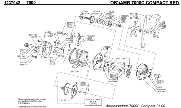 画像1: 【アブ純正お取り寄せパーツ：納期1ヶ月】Ambassadeur 7000 COMPACT RED　製品コード：1237042 (1)