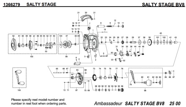 画像1: 【アブ純正お取り寄せパーツ：納期1ヶ月】SALTY STAGE SALTY STAGE BV8　製品コード：1366279 (1)