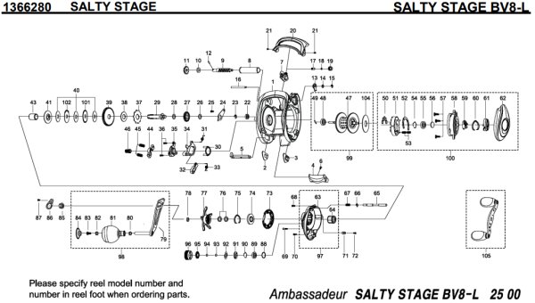 画像1: 【アブ純正お取り寄せパーツ：納期1ヶ月】SALTY STAGE SALTY STAGE BV8-L　製品コード：1366280 (1)