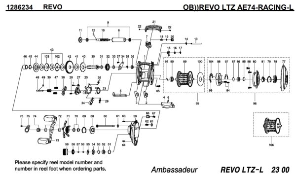 画像1: 【アブ純正お取り寄せパーツ：納期1ヶ月】REVO LTZ AE74-RACING-L　製品コード：1286234 (1)