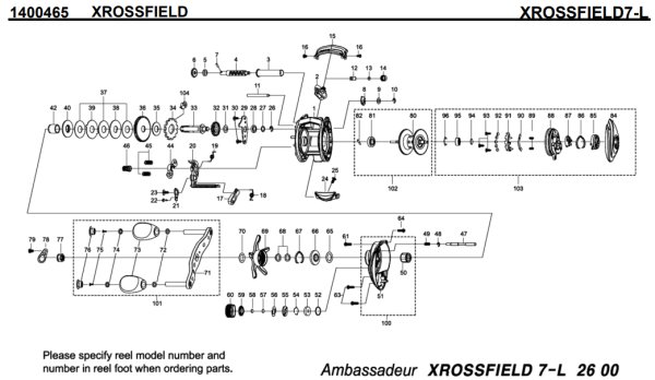 画像1: 【アブ純正お取り寄せパーツ：納期1ヶ月】クロスフィールド 7 XROSSFIELD7-L　製品コード：1400465 (1)