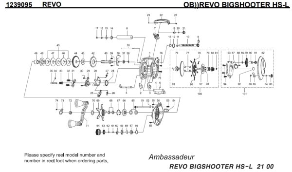 画像1: 【アブ純正お取り寄せパーツ：納期1ヶ月】Revo BIGSHOOTER HS-L　製品コード：1239095 (1)
